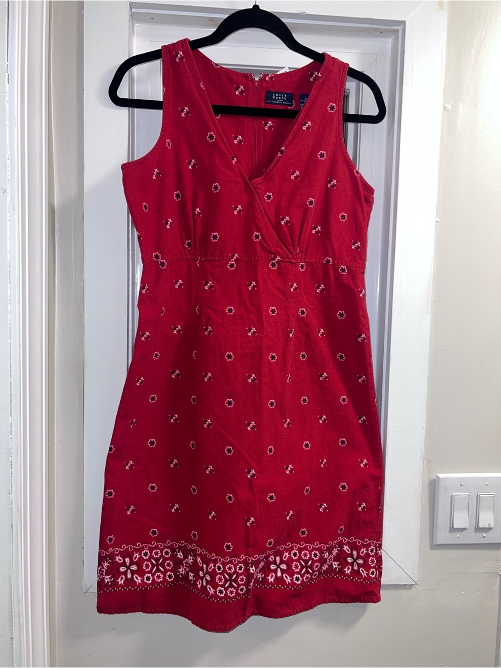 Claiborne Red Sleeveless Embroidered Midi Dress